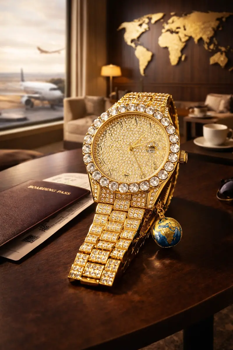 Khrist Golden Analog Stone Studded Watches for Women - Image 13 in Pune